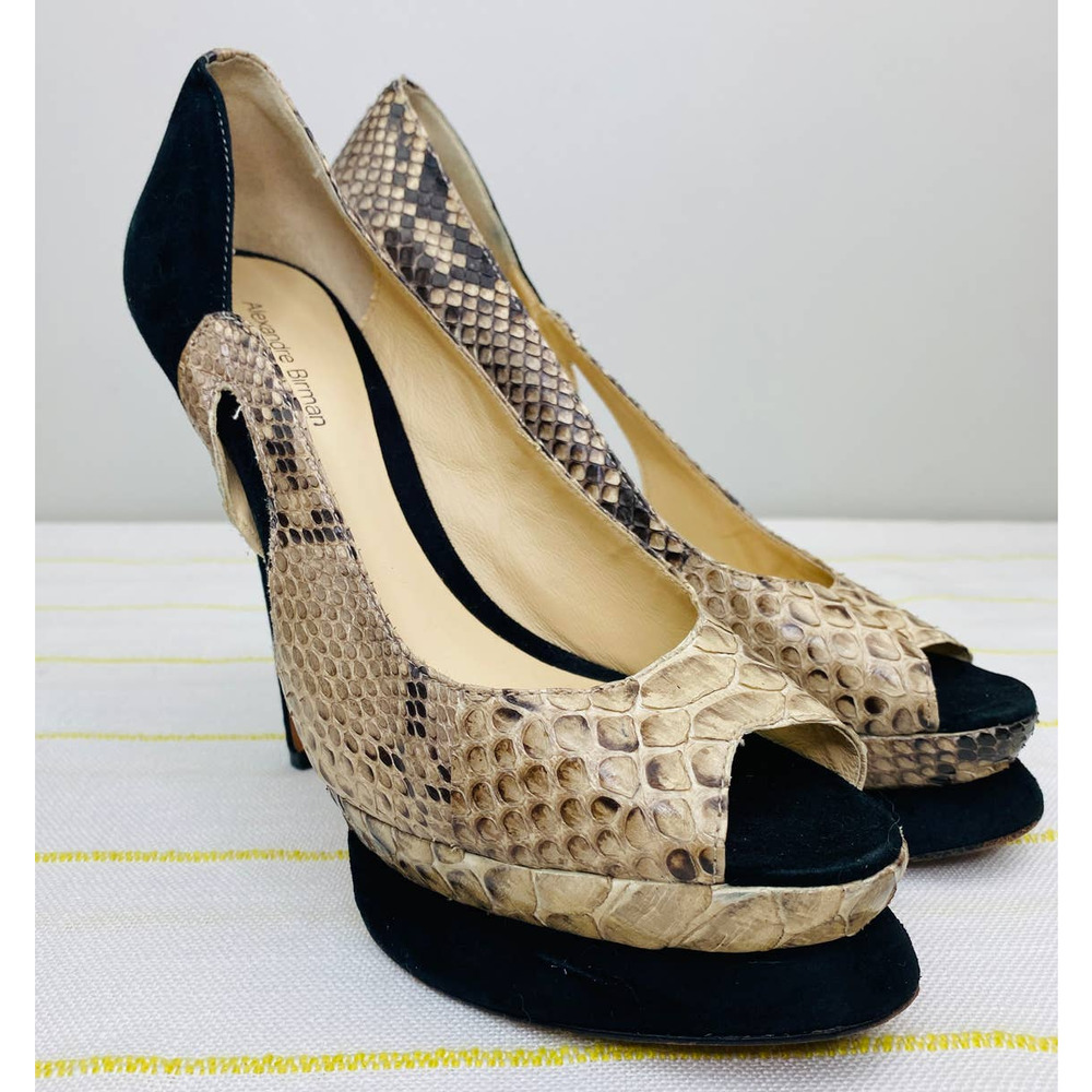 Alexandre Birman Python Peep Toe Platform Heels W… - image 3